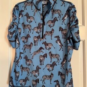 Beth Depass Zebra Print Polo Shirt